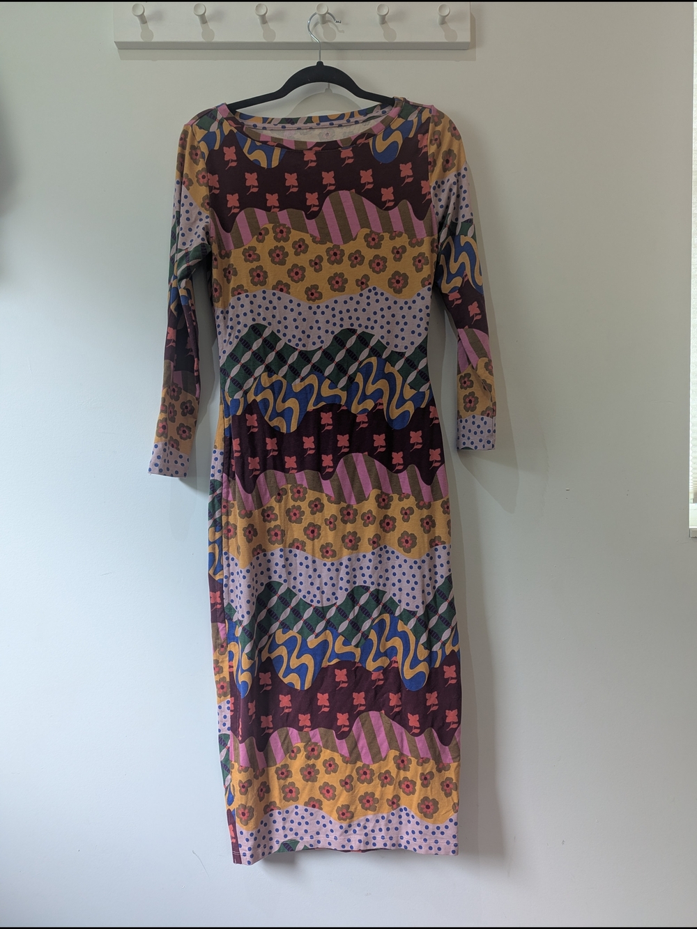 Heritage Multicolor Wave-Print Midi Dress